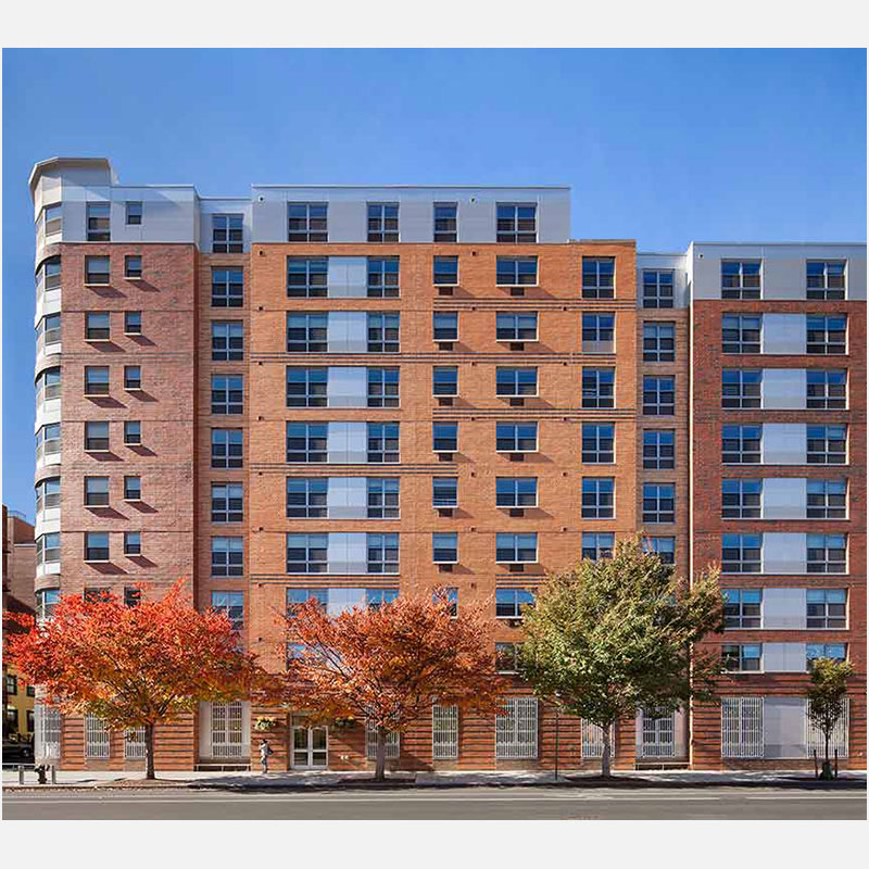 Professional architectural photograph of an apartment building in New York City