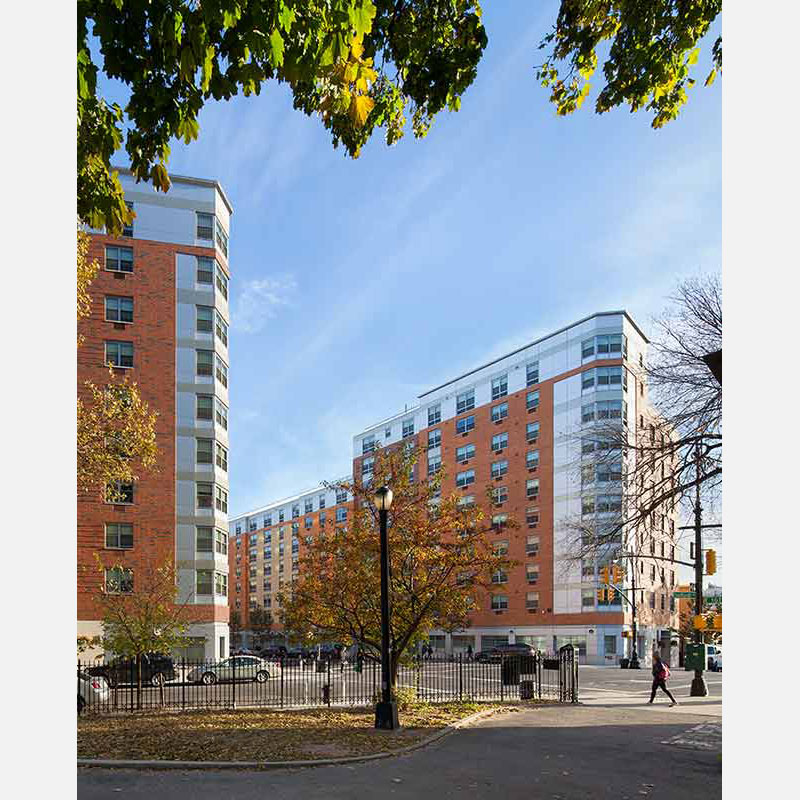 Professional architectural photograph of an apartment building in New York City