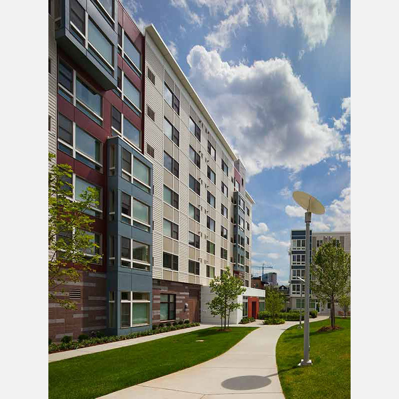 Professional architectural photograph of an apartment building in Stamford, CT