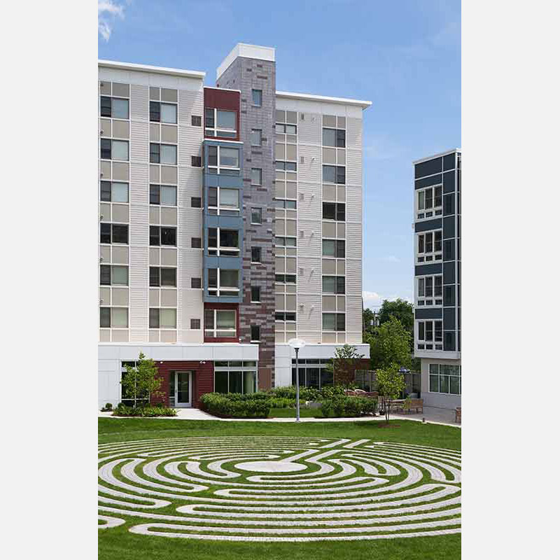 Professional architectural photograph of an apartment building in Stamford, CT