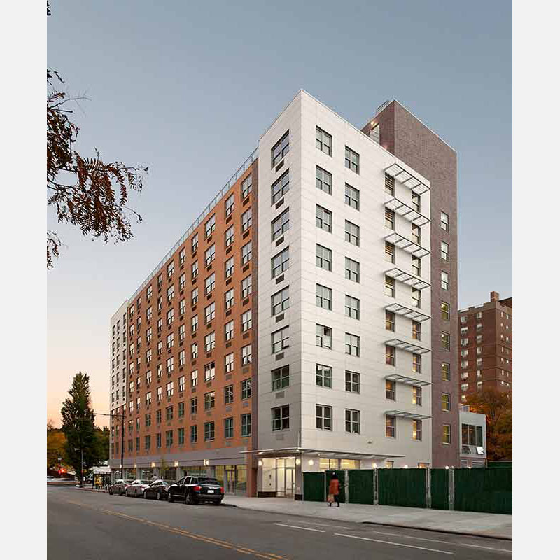 Professional architectural photograph of an apartment building in New York City