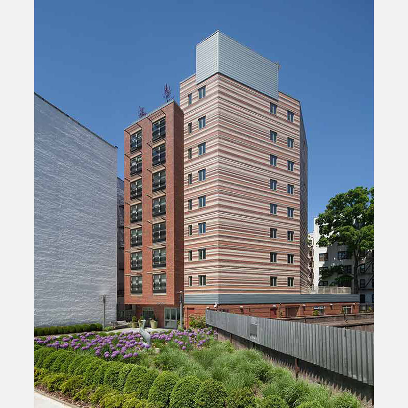 Professional architectural photograph of an apartment building in New York City
