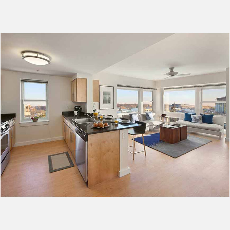 Professional architectural photograph of an apartment building in Stamford, CT