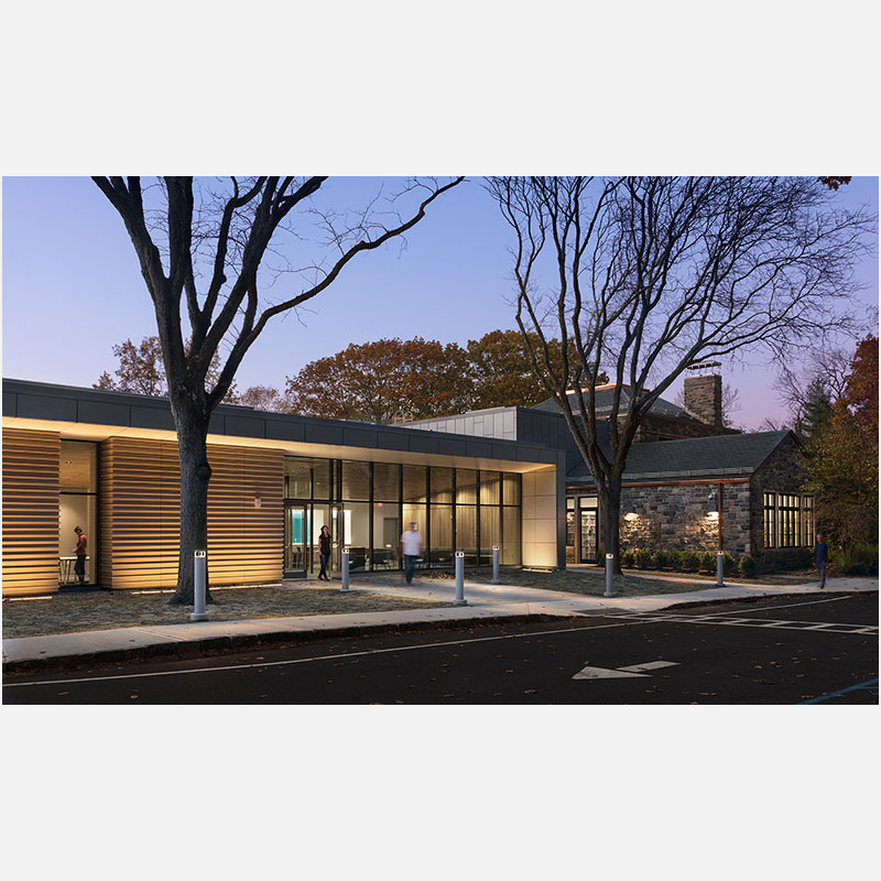 Professional architectural photograph of a library in Scarsdale NY