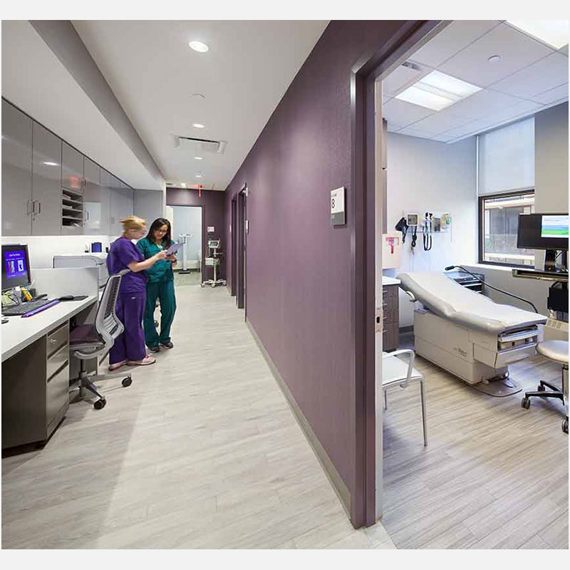 Professional architectural photograph of a healthcare institution in New York City