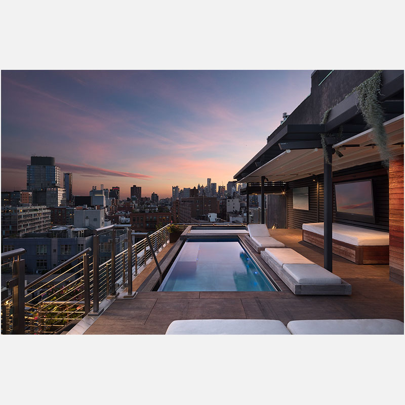 Professional architectural photograph of a high-end private residence in New York City