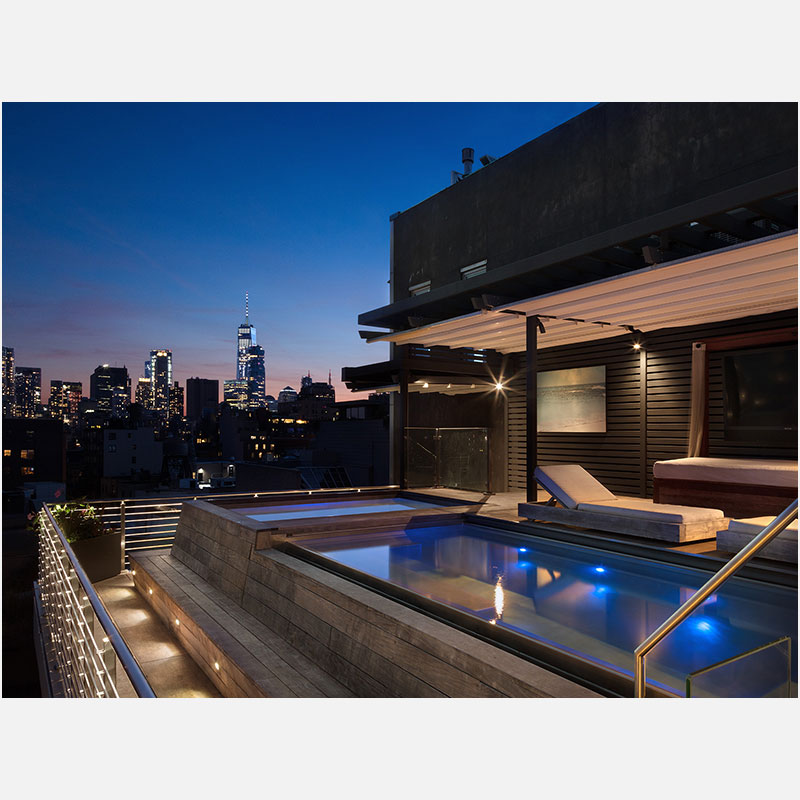 Professional architectural photograph of a high-end private residence in New York City