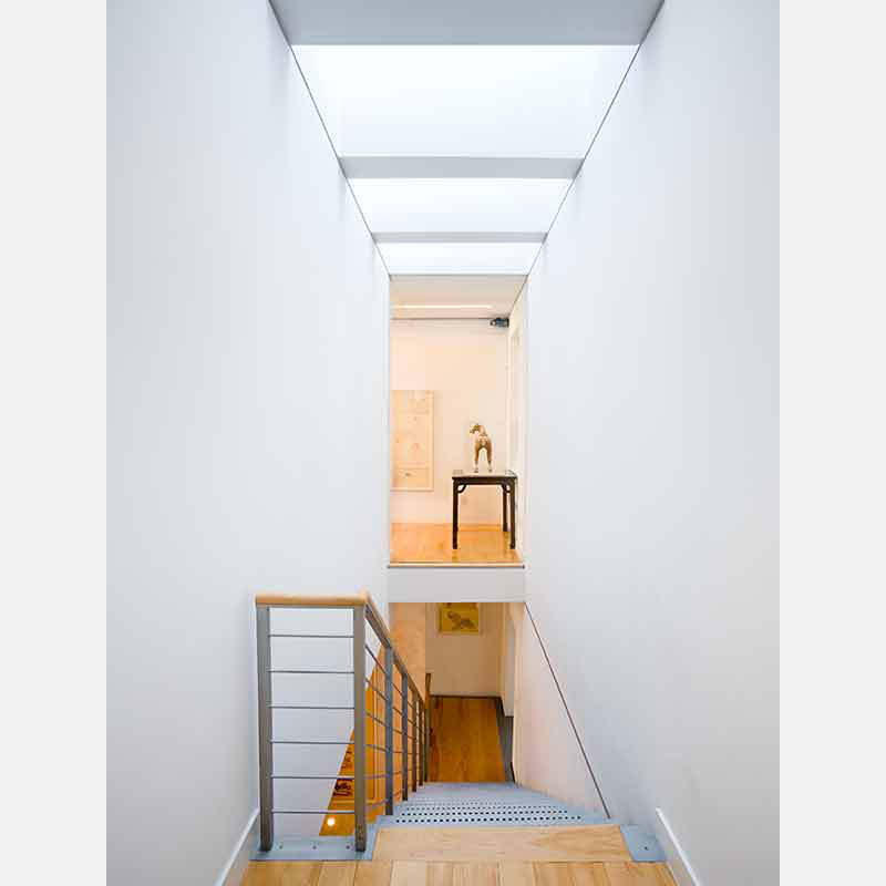 Professional architectural photograph of a high-end private townhouse in New York City
